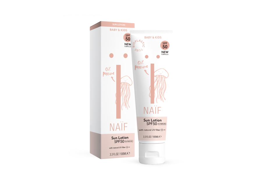 Naïf natural sunscreen lotion perfume-free for SPF50