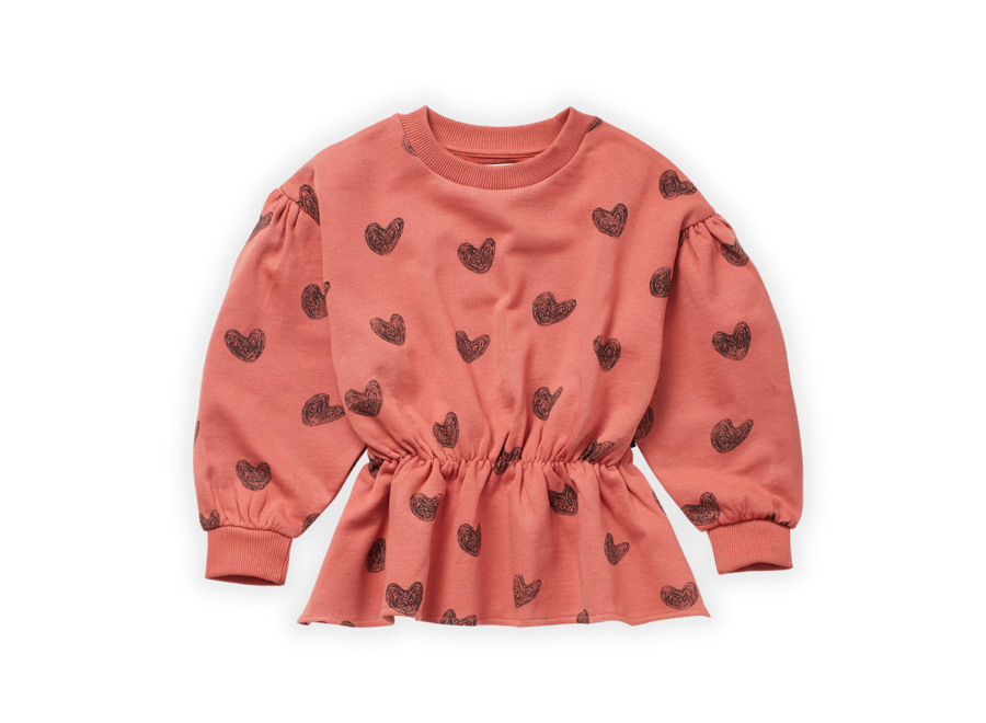 Sweatshirt Peplum Heart Print