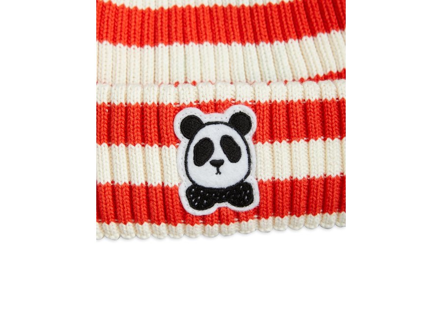 Panda Fold Up Rib Hat Red Stripes