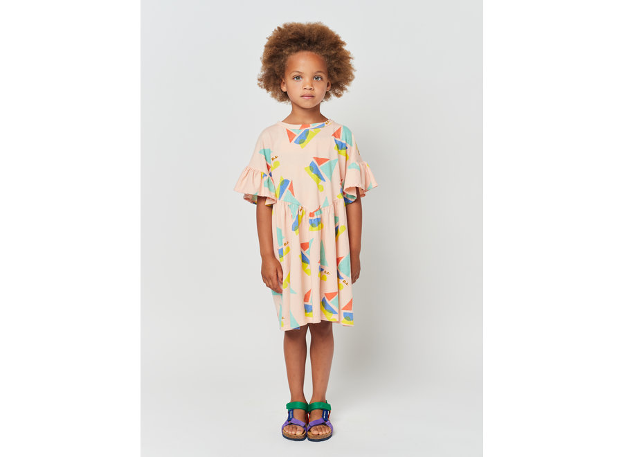Multicolor Sailboat ruffle dress