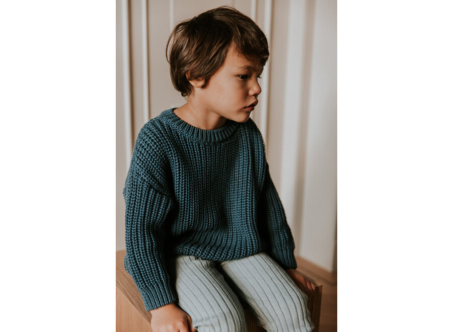 Chunky Knitted Sweater Petrol