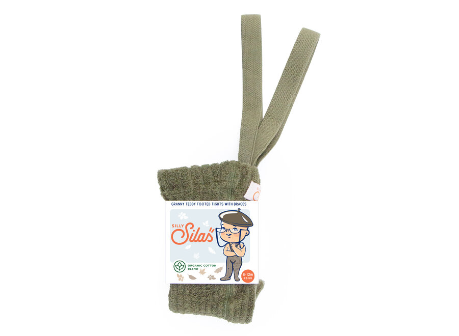 Granny Teddy Footed Cotton Thights Olive