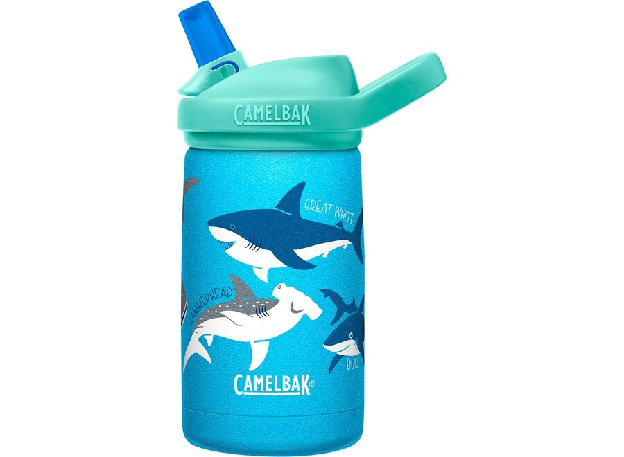 Eddy+ Kids Drinkfles - Sharks of the World 400 ml RVS