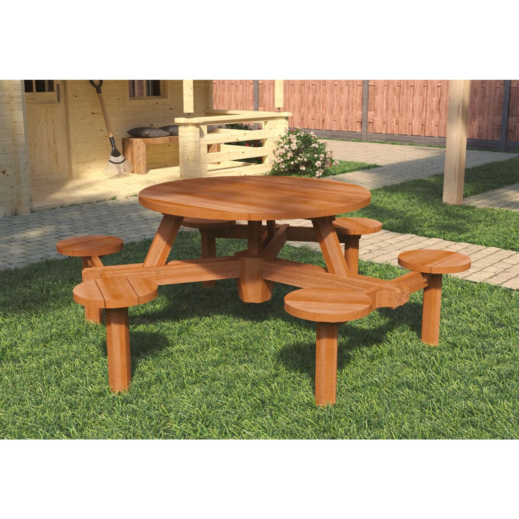 Picknicktafel Rondo, hardhout