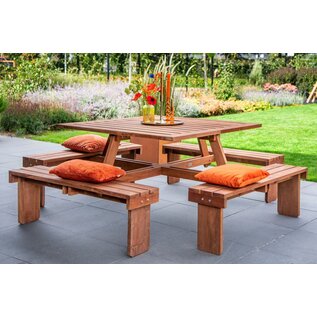 Picknicktafel vierkant, hardhout