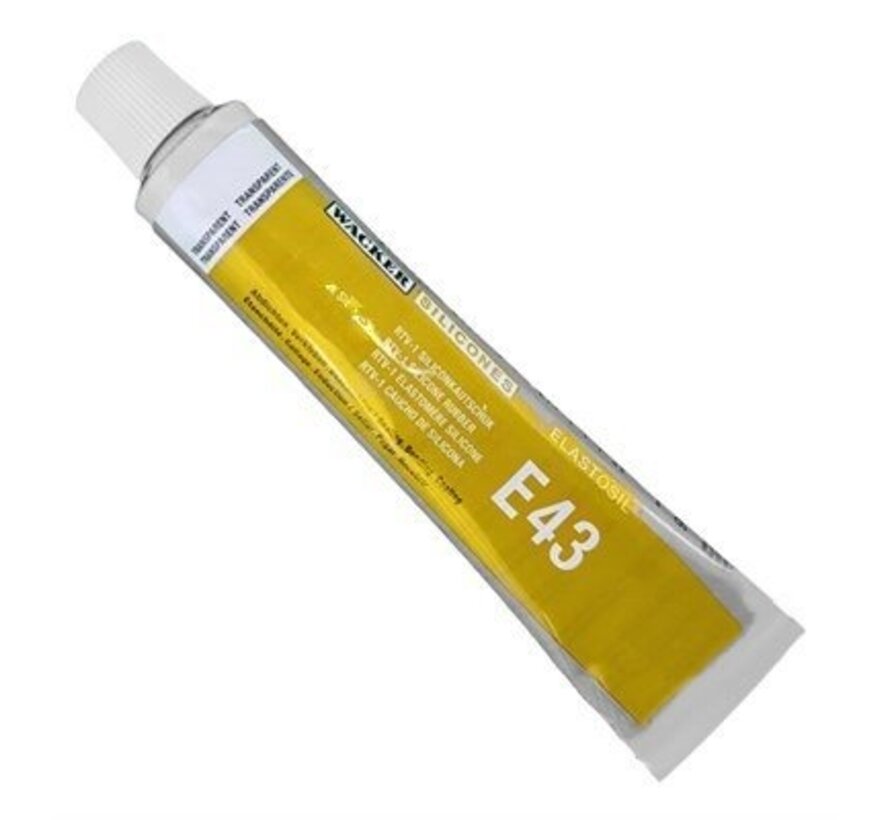 Elastosil E43 transparent multifuncional glue for Silicones. Tube 90 ml.