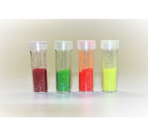 Neon Glitter Set: rood, groen, oranje, geel (4 x 3 gram)