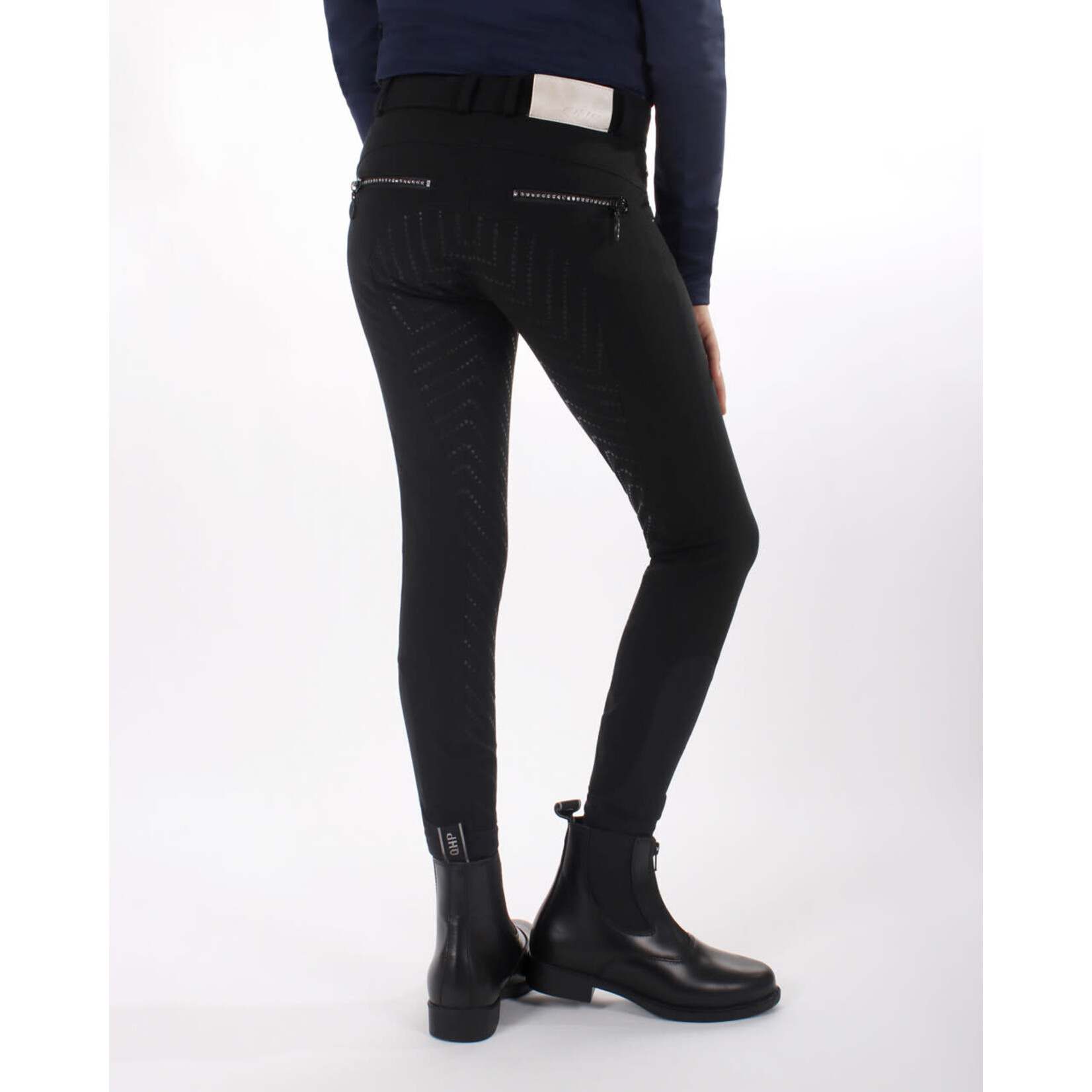 QHP QHP Rijbroek Ninthe Junior anti-slip zitvlak Zwart