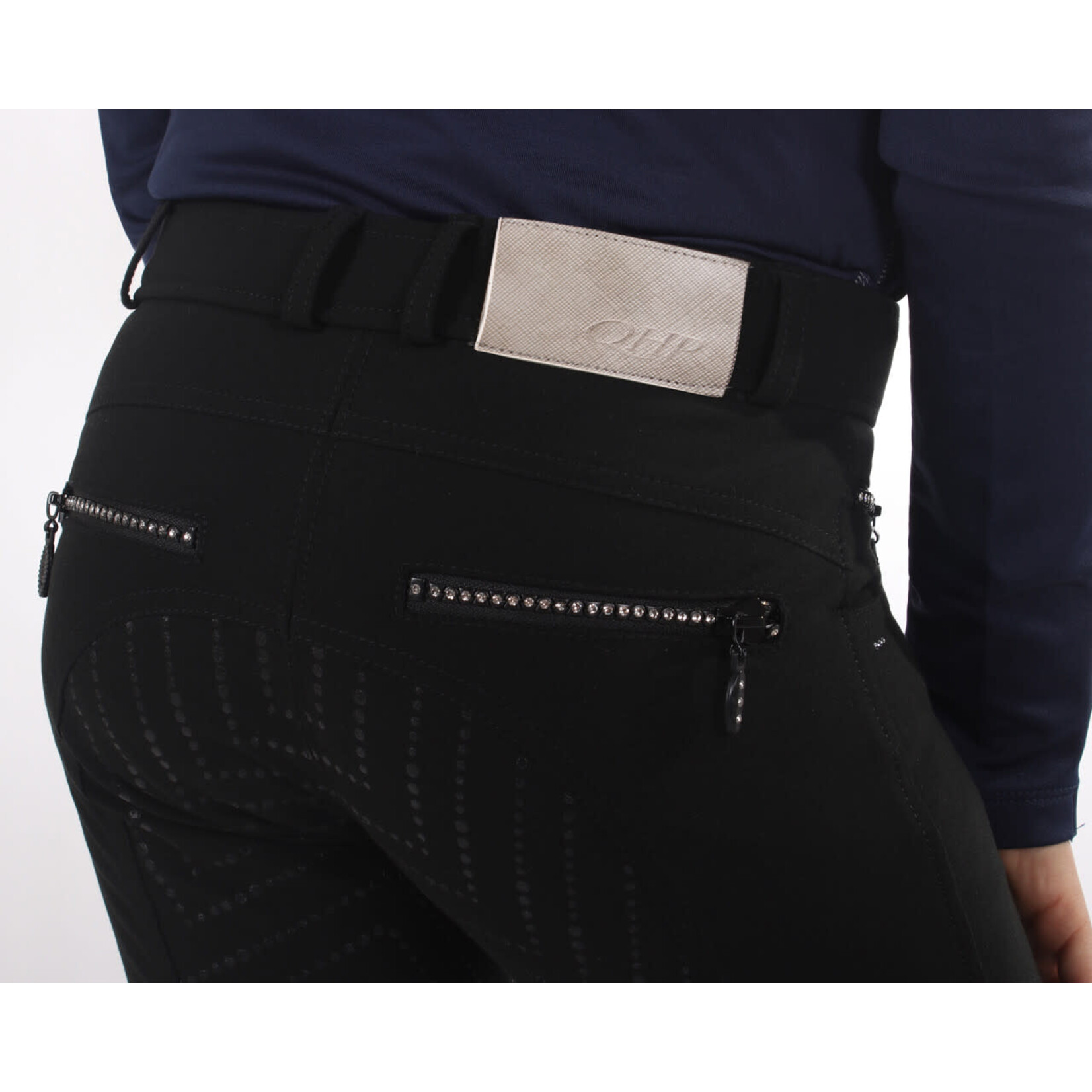 QHP QHP Rijbroek Ninthe Junior anti-slip zitvlak Zwart