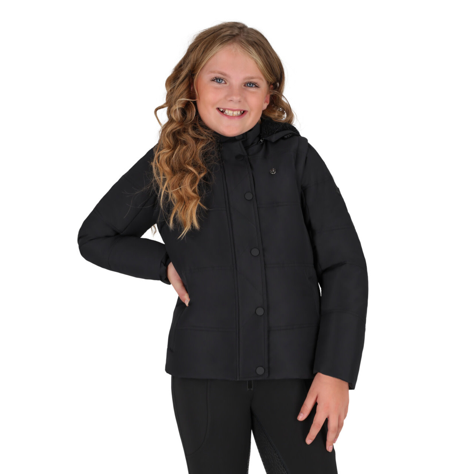 QHP QHP Winterjas Junior Rayah afneemb. Mouwen Zwart