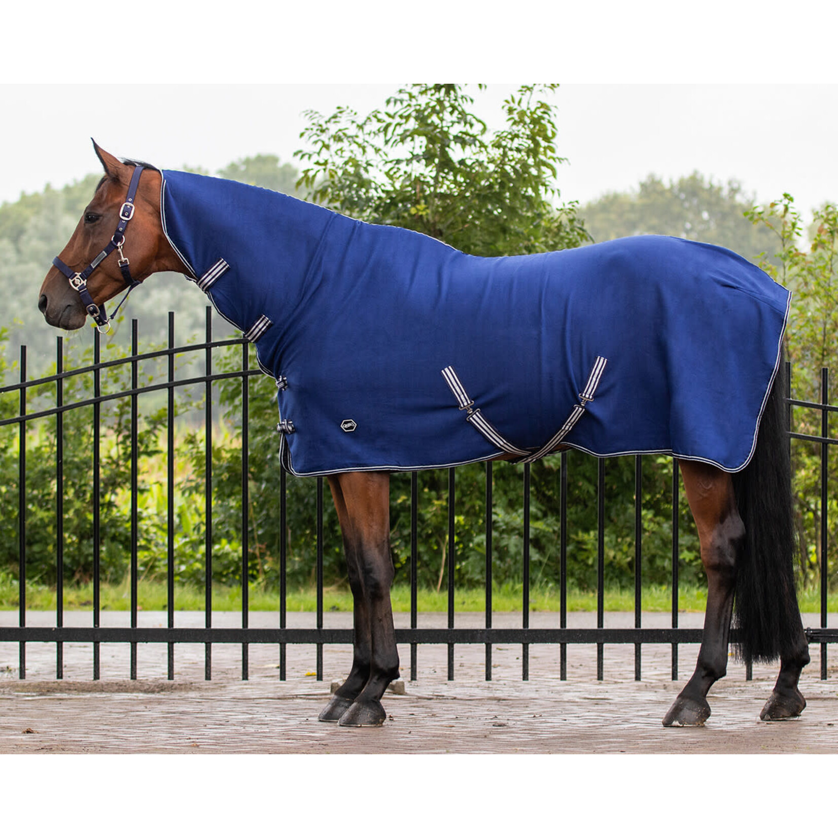 QHP QHP Deken fleece basic hals&singels Blauw