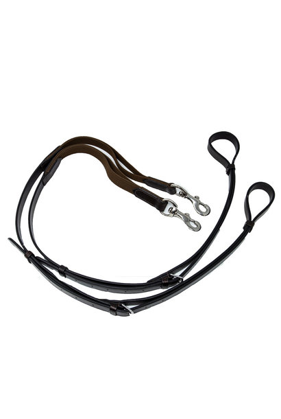 Leather Side Reins with Elastic Insert Havana