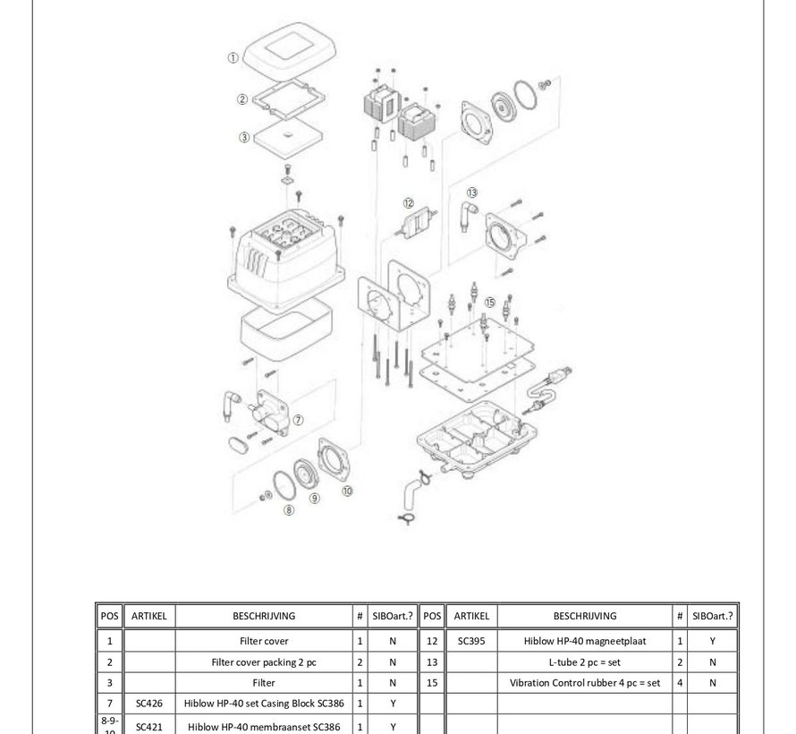 Hiblow HP-40 magneetplaat (nr. 12)
