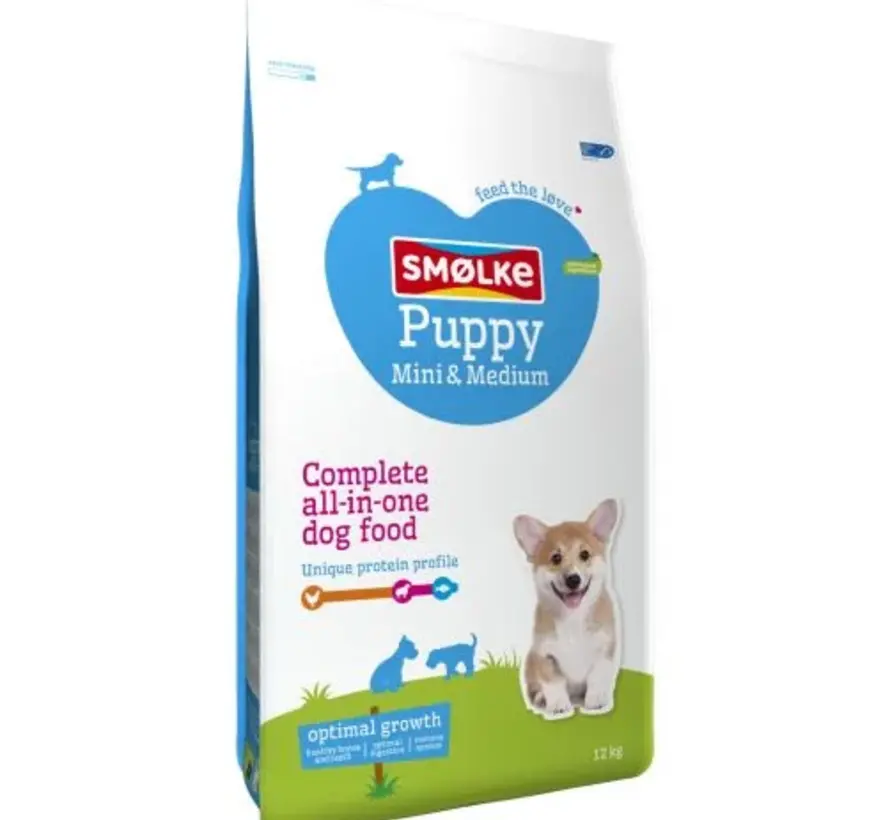 Smølke Puppy Mini-Medium Hondenvoer Kip Lam 12kg