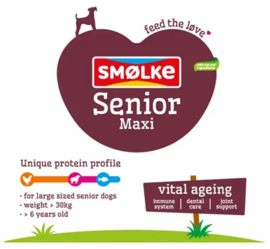 Smølke Senior Maxi Hondenvoer Kip Lam 12kg