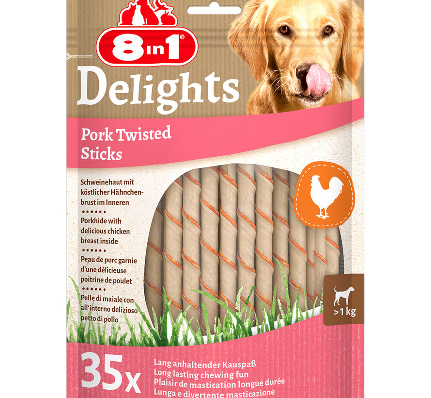 8in1 Delights Pork Twisted Sticks Snack 35st