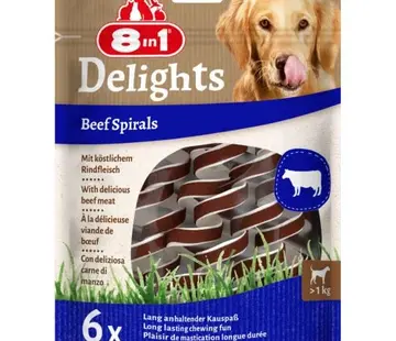 8in1 8in1 Delights Spirals Beef Snack 6st