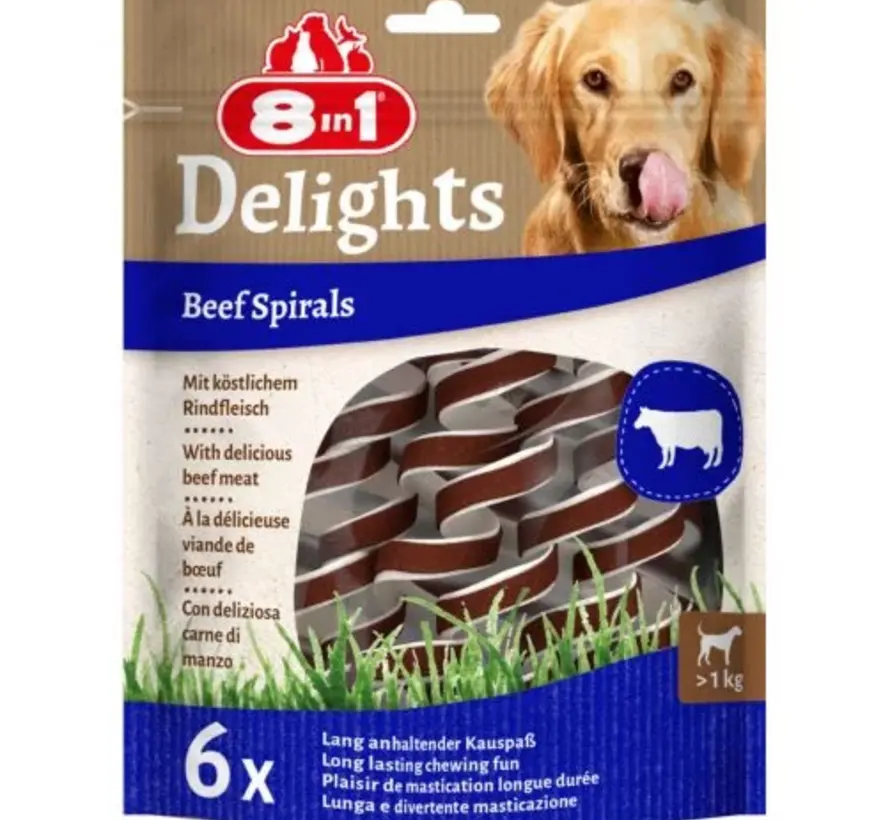 8in1 Delights Spirals Beef Snack 6st