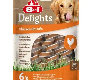 8in1 8in1 Delights Spirals Chicken Snack 6st