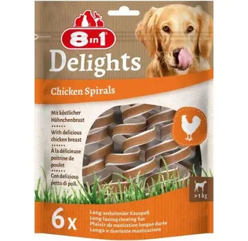 8in1 8in1 Delights Spirals Chicken Snack 6st
