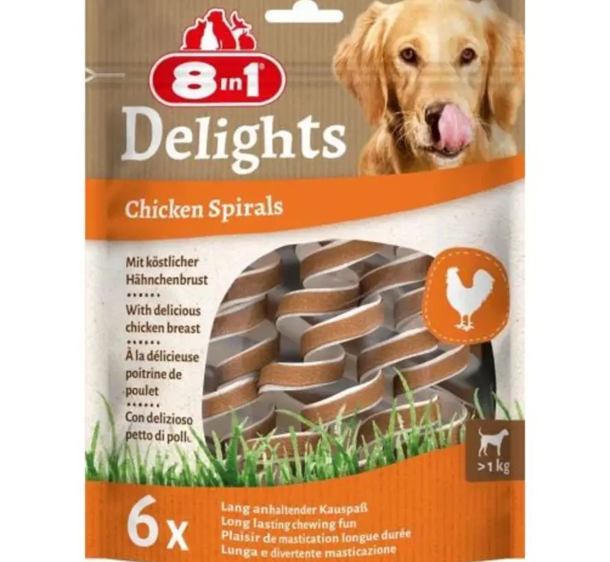 8in1 Delights Spirals Chicken Snack 6st