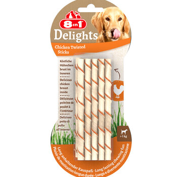 8in1 8in1 Delights Twisted Sticks Kip Snack 10st