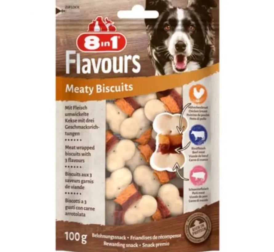 8in1 Flavours Meaty Biscuits 100g