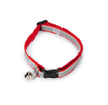 Beeztees Beeztees Kattenhalsband Reflecterend Grijs/Rood 24-29cm