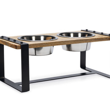 Designed by Lotte Dinerset Hond Hout/Metaal incl. 2 bakjes