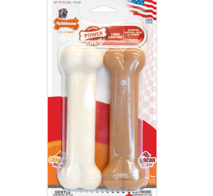 Nylabone Chew Twin Pack Kip Bacon M