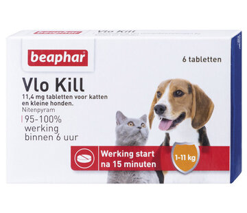 Beaphar Beaphar Vlo Kill Hond en Kat tot 11 kg (6 tab)