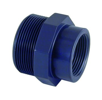 PVC Soknippel 1" Buitendraad 3/8" Binnendraad PN10