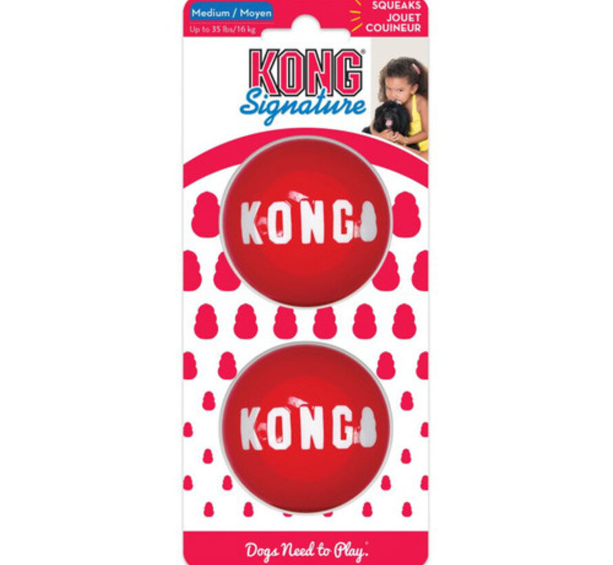 Kong Signature Balls Rood M 6.5cm 2 Stuks