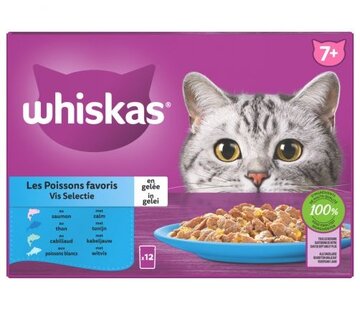 Whiskas Whiskas 7+ Vis Selectie In Gelei Zalm & Tonijn 12x85gr