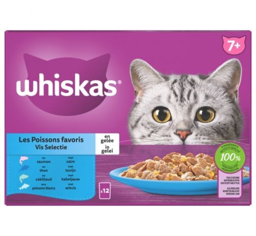 Whiskas 7+ Vis Selectie In Gelei Zalm & Tonijn 12x85gr
