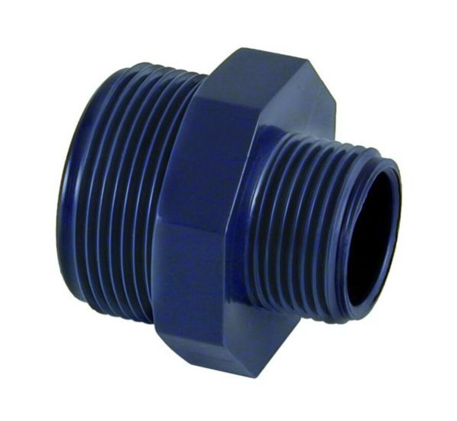 PVC verloopnippel 2½" x 1½" bu.dr. PN10*