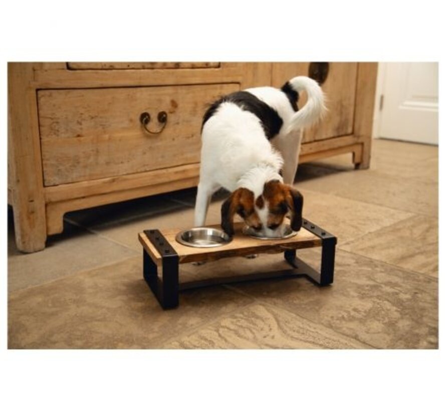 Designed By Lotte Dinerset Hout Bruin Hondenvoerbak 48x22x18 cm