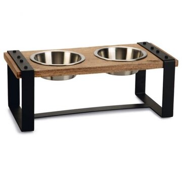 Designed by Lotte Designed By Lotte Dinerset Hout Bruin Hondenvoerbak 48x22x18 cm