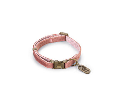 Designed by Lotte Designed by Lotte Velura Hondenhalsband Fluweel  Roze 20-30cm x10mm