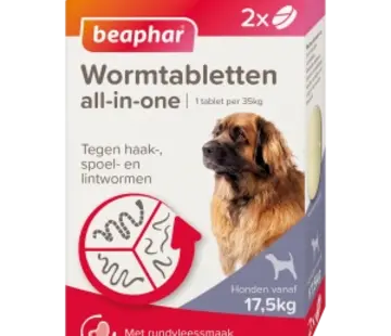 Beaphar Beaphar All-In-One Wormtabletten Hond 17,5-70kg 2tabl