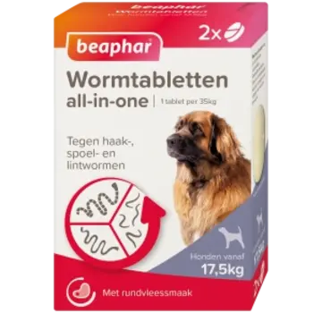 Beaphar Beaphar All-In-One Wormtabletten Hond 17,5-70kg 2tabl