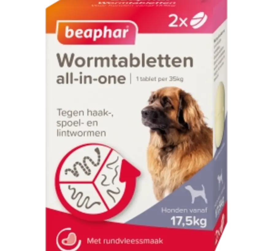 Beaphar All-In-One Wormtabletten Hond 17,5-70kg 2tabl