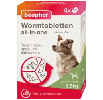 Beaphar Beaphar All-In-One Wormtabletten Hond 2,5-40kg 4tabl
