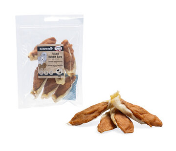 Beeztees Beeztees Gevulde Konijnenoren met Kip 250g