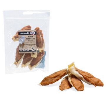 Beeztees Beeztees Gevulde Konijnenoren met Kip 250g