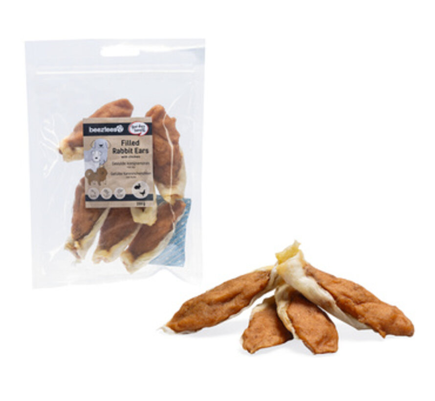 Beeztees Gevulde Konijnenoren met Kip 250g