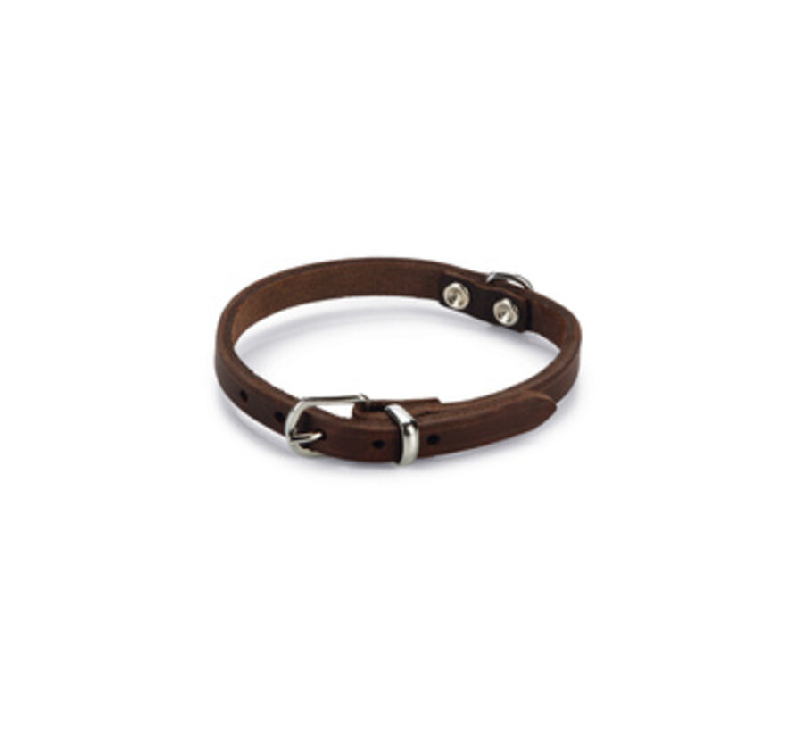 Beeztees Halsband Hond Leer Bruin 23-28 cm x 10mm