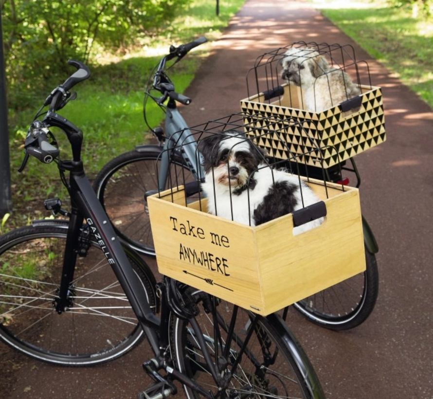 Beeztees Hout Fietsmand Journey met Draadkap