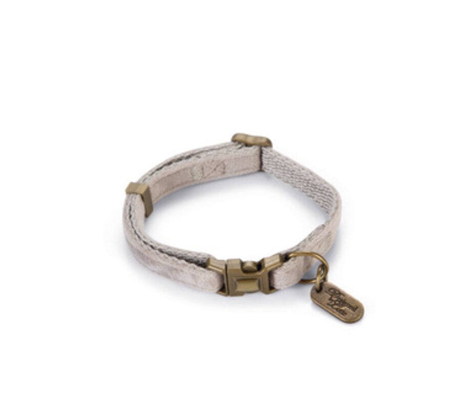 Designed by Lotte Velura Hondenhalsband Fluweel Grijs 20-30cm x10mm