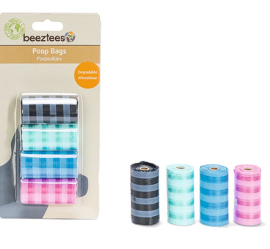 Beeztees Poepzakjes Gestreept Navulling 4x20 ST
